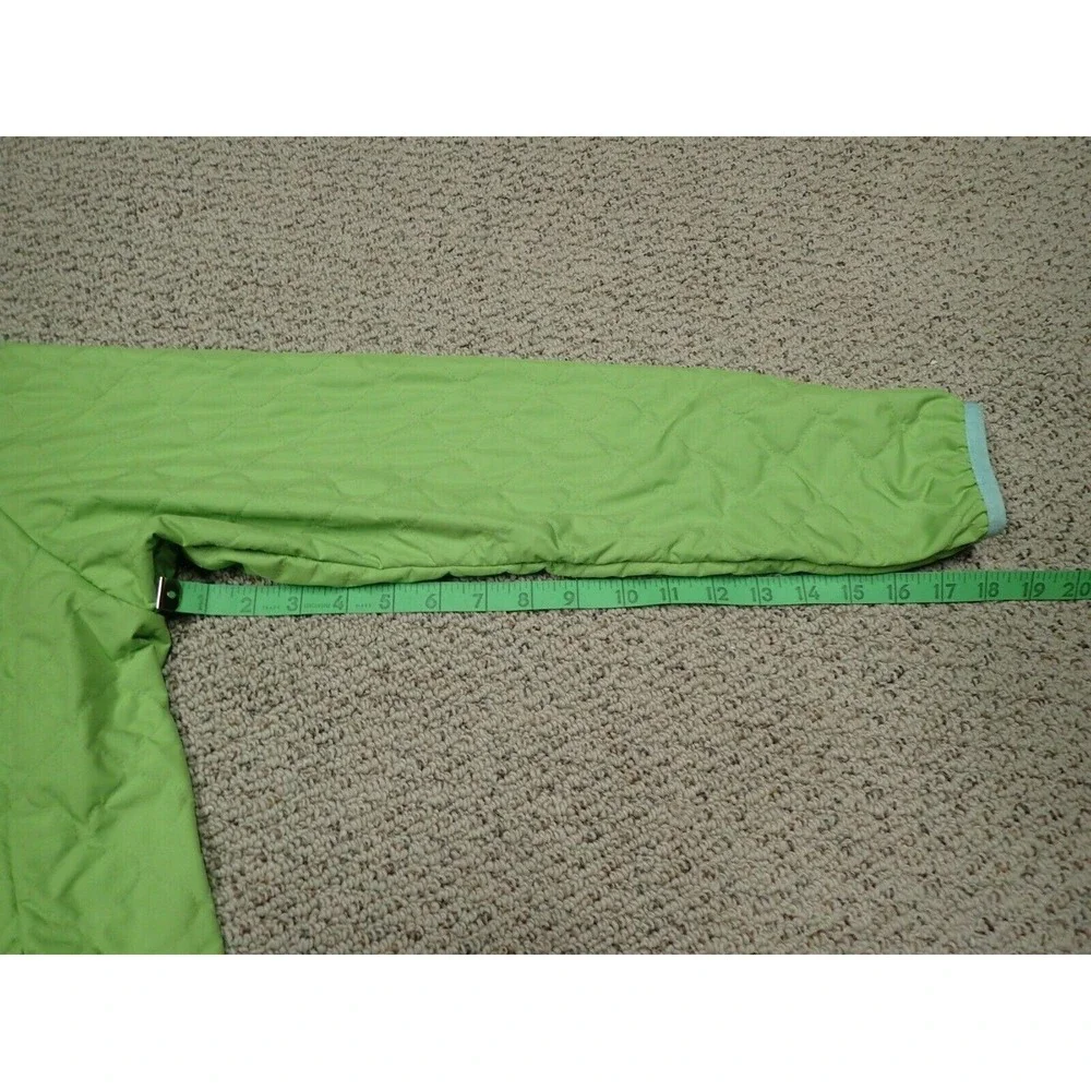 the NORTH FACE HOODED QUILTED FLEECE‎ LINED JACKET in Girl's Size XL 18 Green
